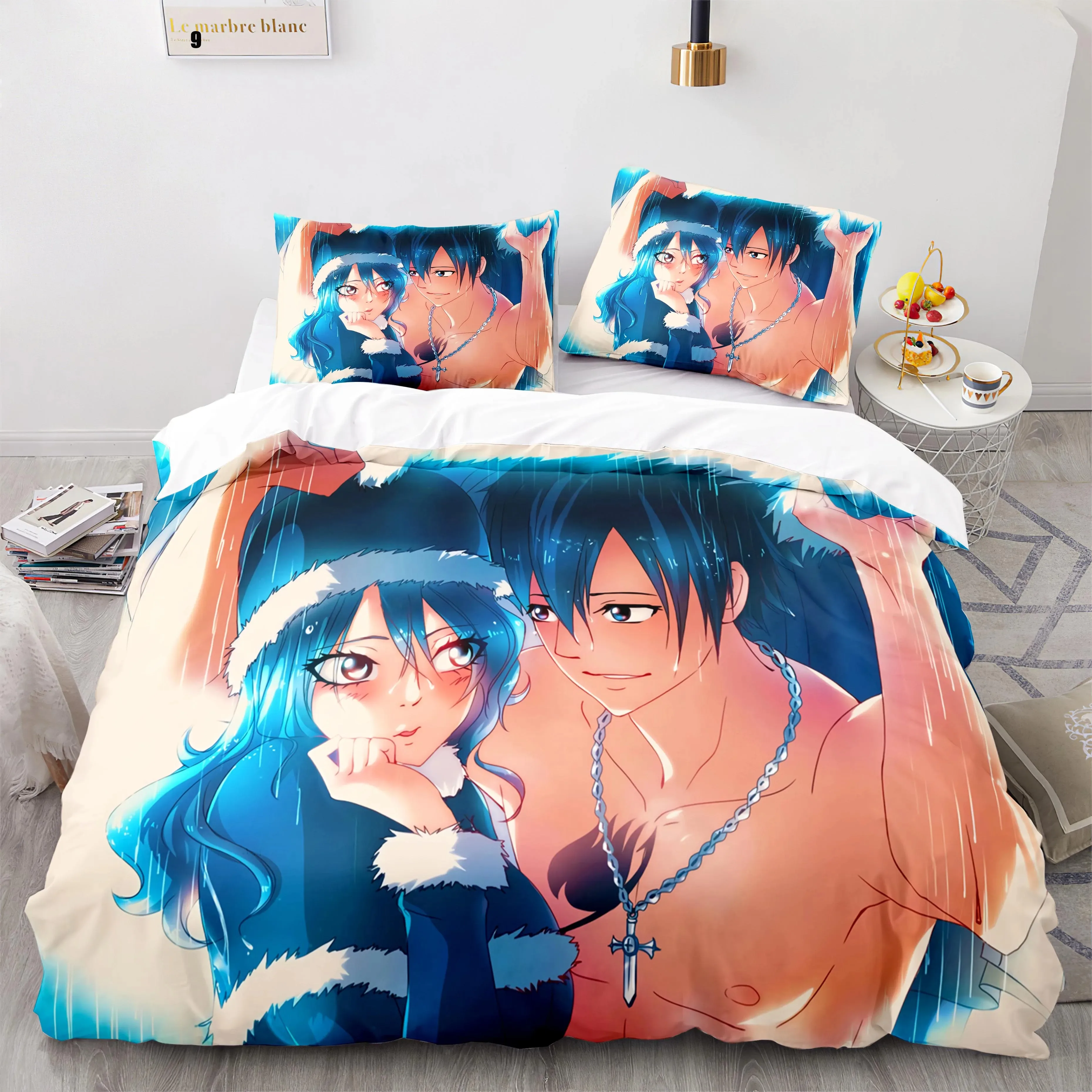 3D принт Fairy Tail Нацу аниме комплект постельного белья двойной король пододеяльник