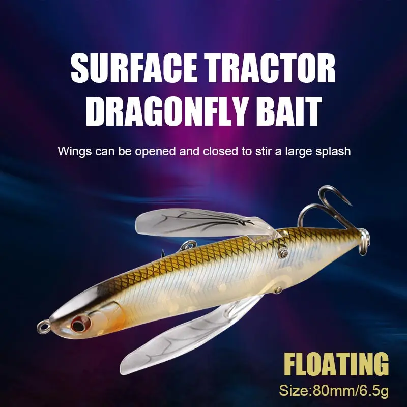 

Surface Dragonfly Topwater Crawler Bait 8cm 6.5g Artificial Superficial Buzzbait Popper Pencil Stickbait Lure For Bass Fish