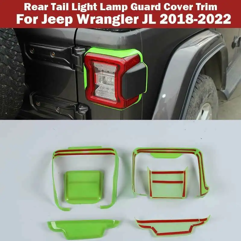 

For Jeep Wrangler JL 2018-2022 Green Rear Tail Light Lamp Guard Cover Trim 6PCS
