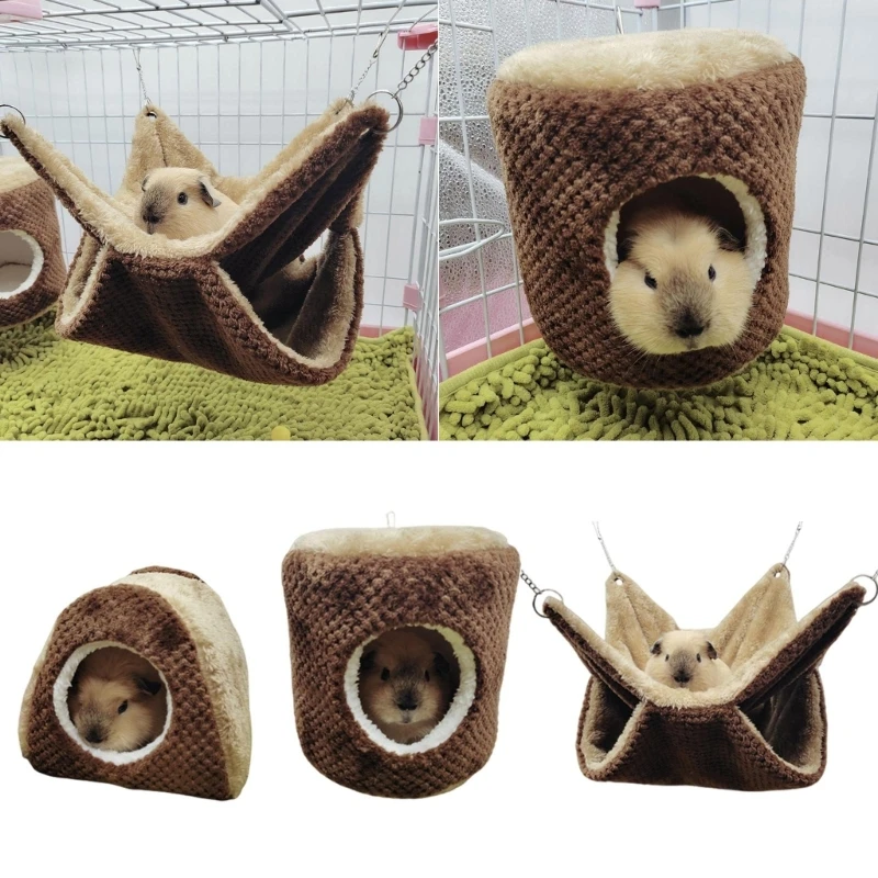 Guinea Pigs Hanging Hammock Warm Bed Plush House Play-ground Cage Nest for Sugar-Gliders Ferret Squirrels Easy to Use KXRE
