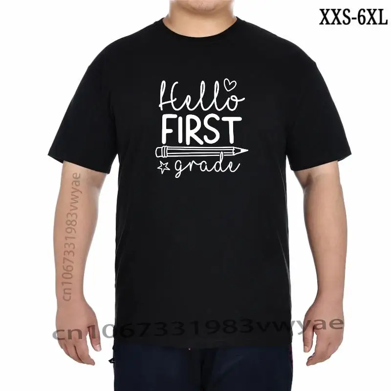 

Hello First Grade Teacher TShirt Cotton Tops Shirts Unique Family Summer T Shirts Harajuku Christmas Clothing Aesthetic Tshirt