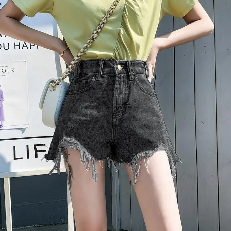 Summer New Fashion High Waist Wide Leg Short Jeans Ladies Loose Casual A-line Streetwear Irregular Denim Shorts Women's Clothing