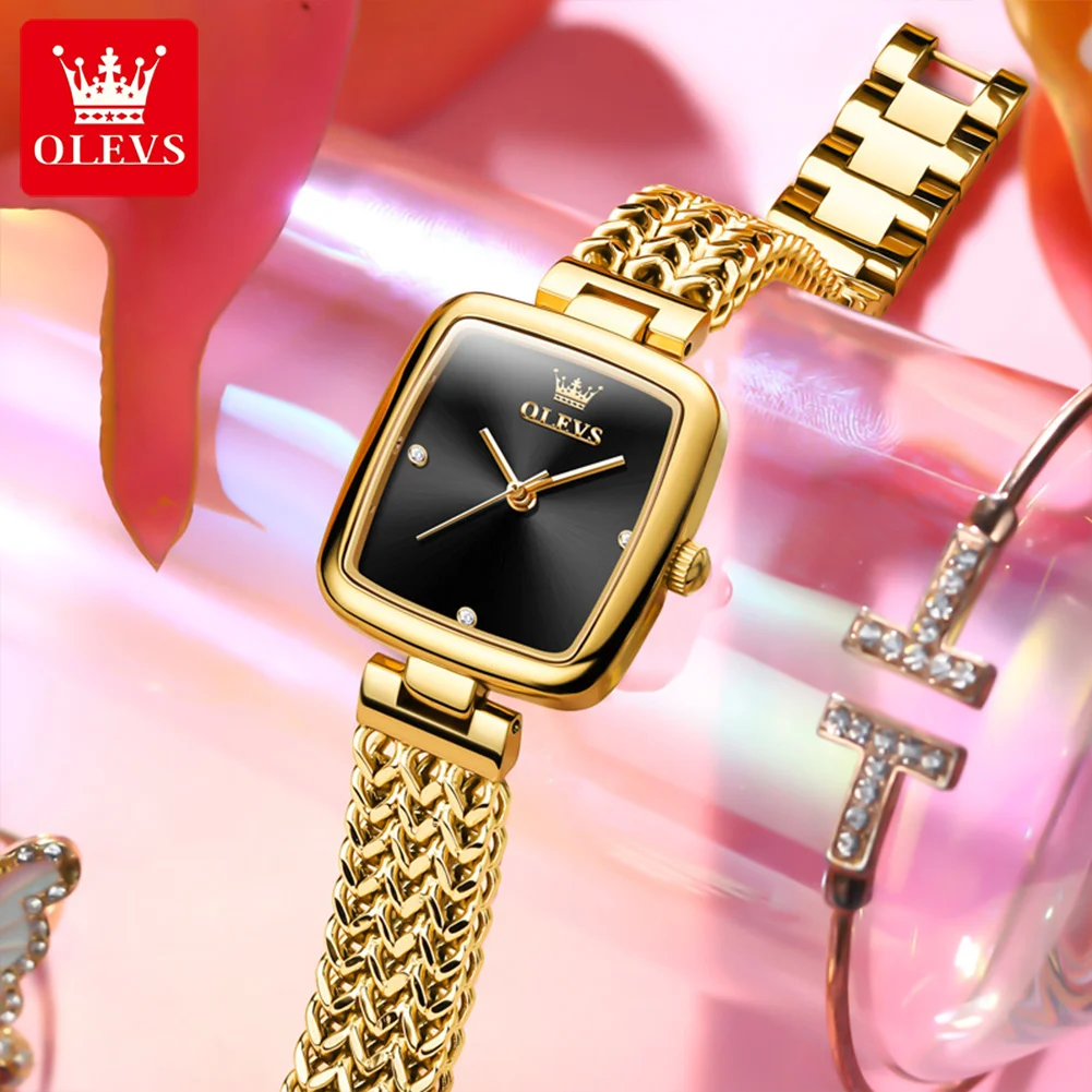 OLEVS 2023 New Womens Quartz Watches Top Brand Luxury Fashion Stainless Steel Gold Bracelet Watch Women Clock Waterproof Watch