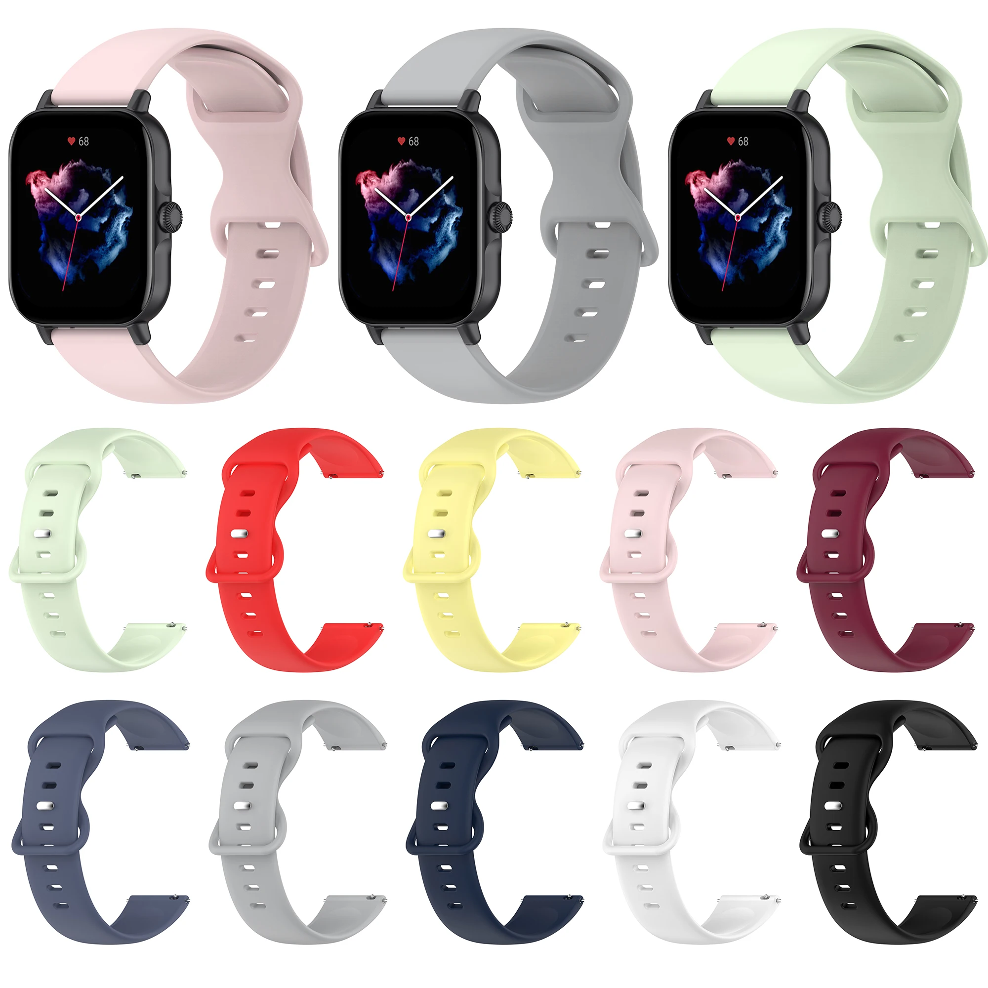 

Ремешок спортивный для смарт-часов Amazfit Active, силиконовый браслет для Amazfit Bip 3 Pro, аксессуары для мужчин, 20 мм, 2023