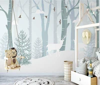 custom nordic small fresh forest elk bird wallpaper for childrens room home improvement wallpapers wall decorations living room