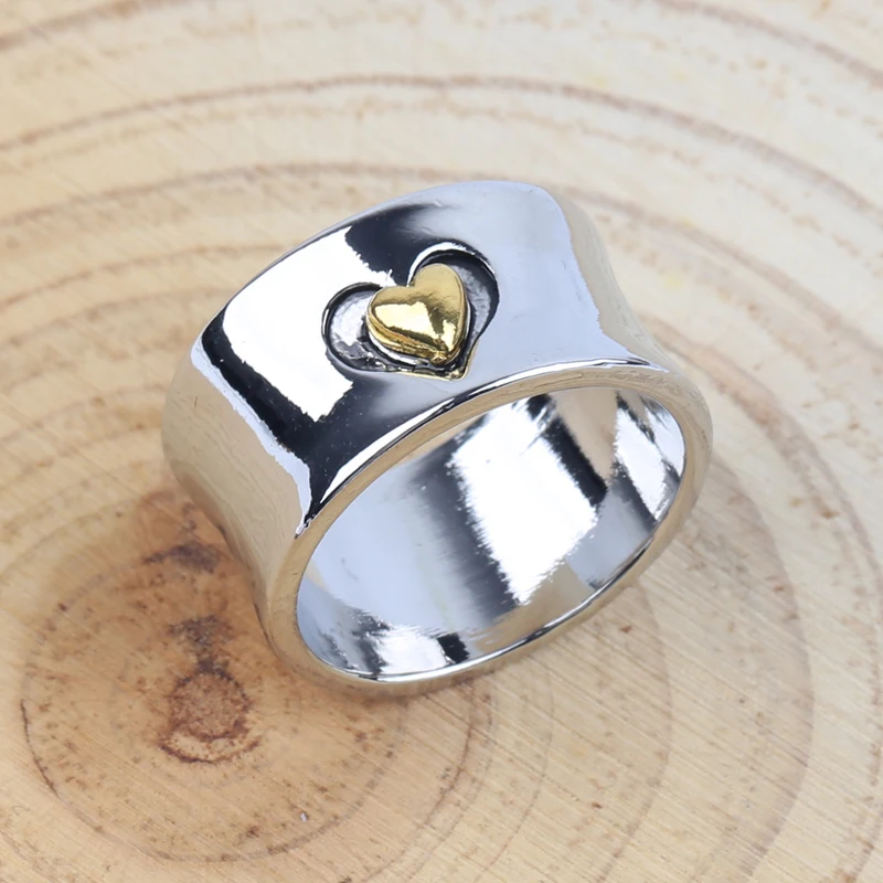 

Vintage Two tone Rings For Women 2020 Lovers In Heart Punk Ethnic Bohemian Mens Ring Best Gift Angles Jewelry Gifts