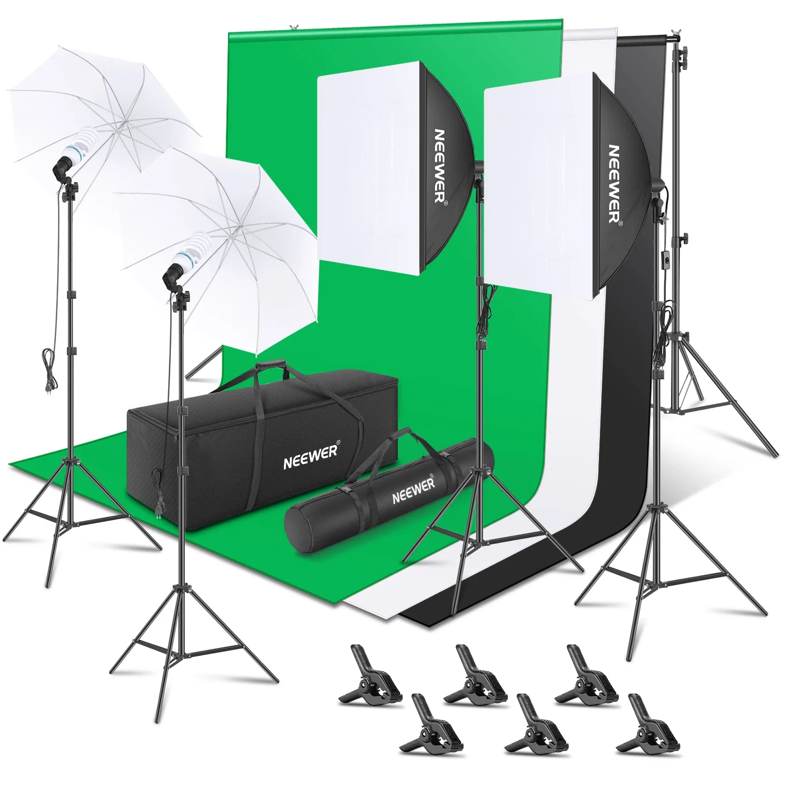 

Neewer [Basic Version] Photography Backdrop Lighting Kit: 2.6Mx3M/8.5ftx10ft Background Support System 800W 5500K Softbox