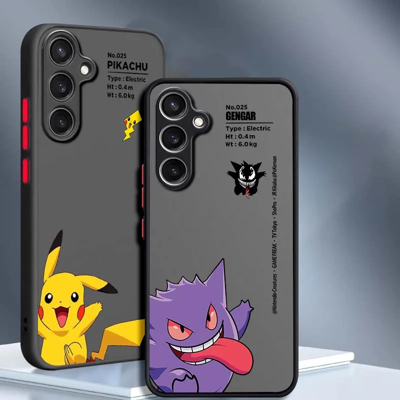 P-Pokemons Gengars Pikachus For Samsung Galaxy S25 S24 S23 S22 S21 S20 S10 S9 Ultra Plus FE 5G Frosted Translucent Phone Case