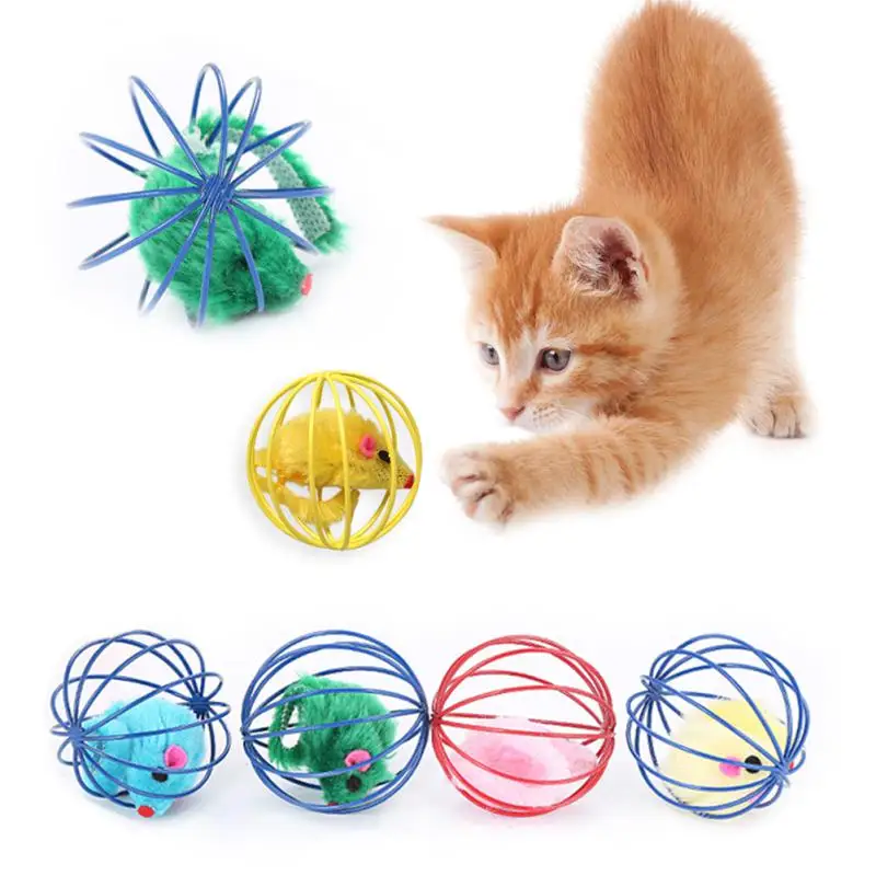 

Cat Toy Pet Ball Toy Cage Plush Rat Colorful Interactive Training Toys Kitten Puppy Mouse Cage Ball Cat Accessories Pet Supplies