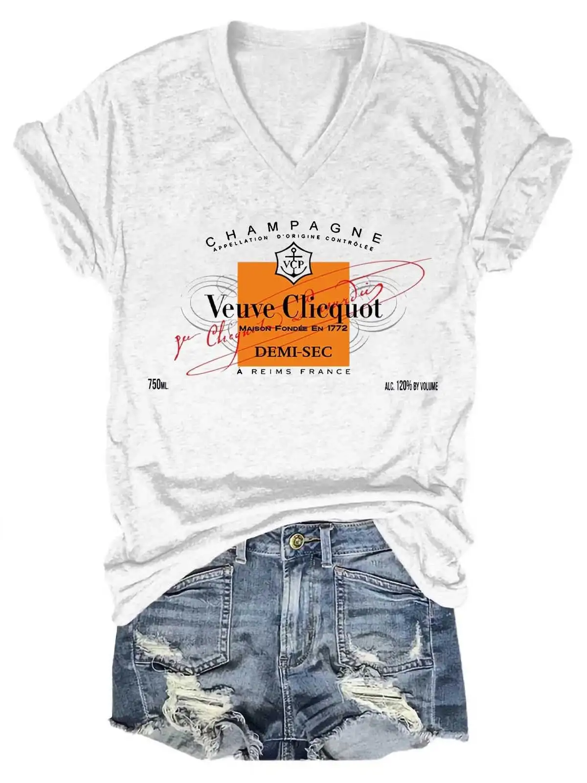 Women's Champagne Tennis Club V-Neck T-Shirt