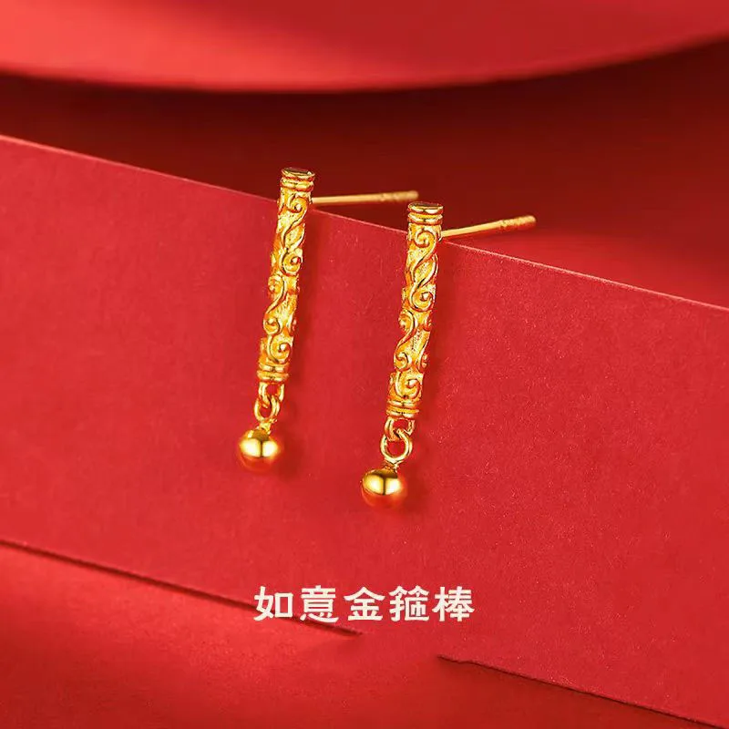 Фото Золотые серьги-кольца Ruyi из 18-каратного золота, золотые серьги AU750 для женщин №1