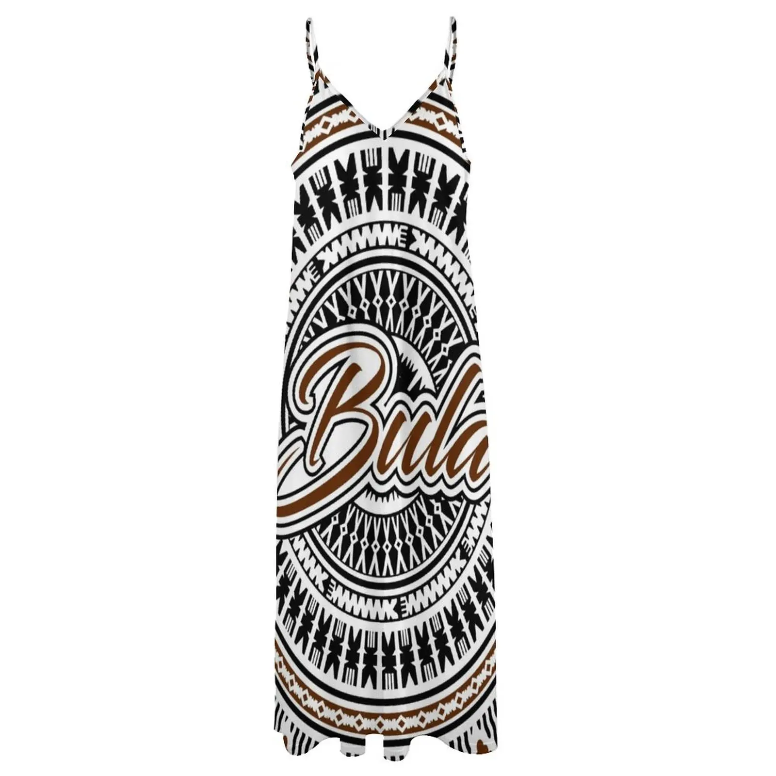 Fiji Bula Kesakesa Design Длинное платье без рукавов Платье винтажные летние платья