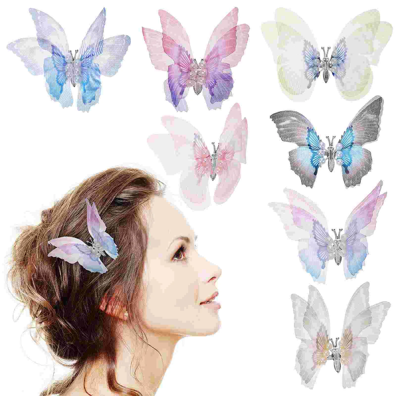 

7Pcs Butterfly Hair Clips Women Glitter Hairpins Barrettes Cute Headdress Hair Accessories