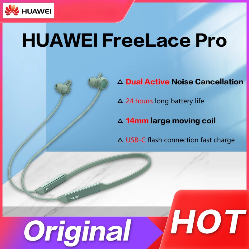 

Оригинальная Беспроводная Bluetooth-гарнитура HUAWEI FreeLace Pro с 3 микрофонами и функцией быстрой зарядки