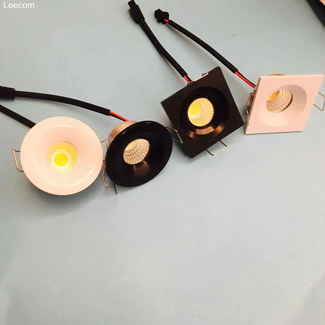 

cob cabinet light square model 43mm Aluminium Carré Led Dimmable Plafond Downlight 3w Ac90-260v Dc12v Encastré Led Spot Light Le