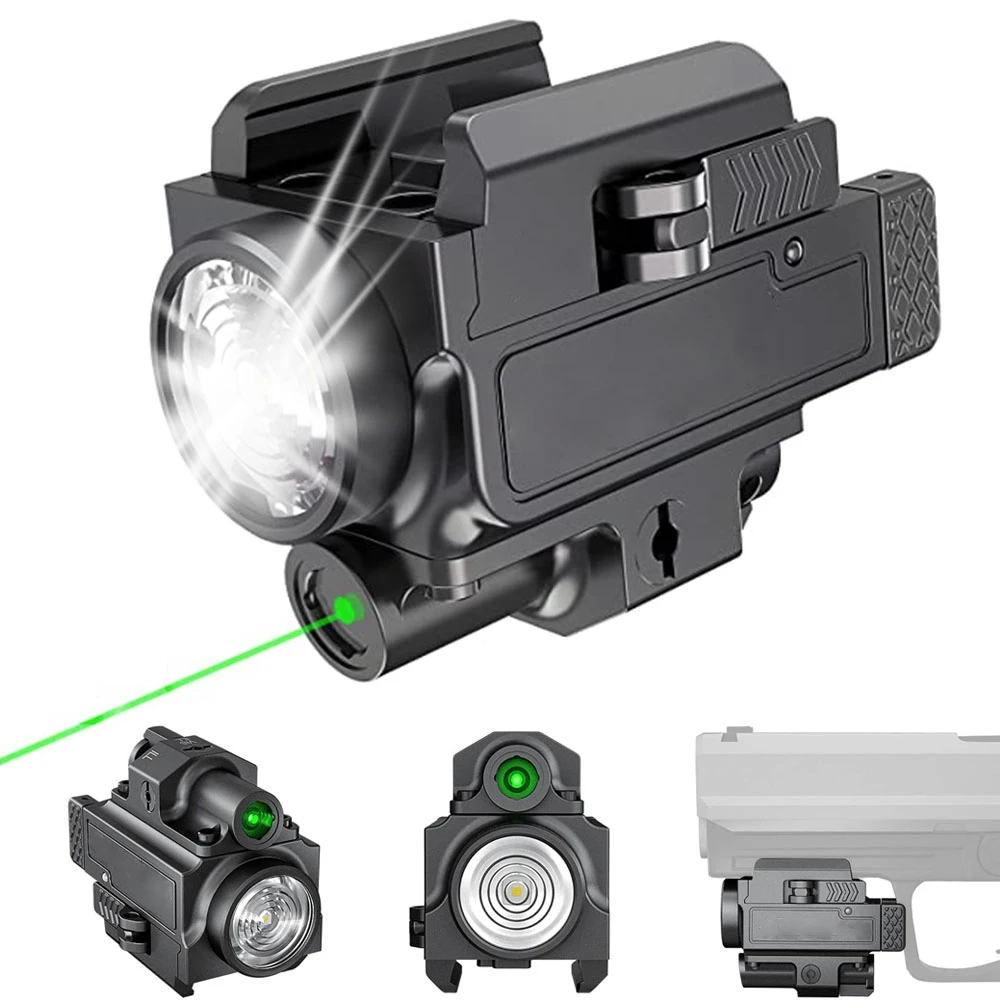 800 Lumens Weapon Gun Light Tactical Green Dot Laser Sight Combo Pistol Handgun LED Hunting Light for MIL-STD-1913 Rail