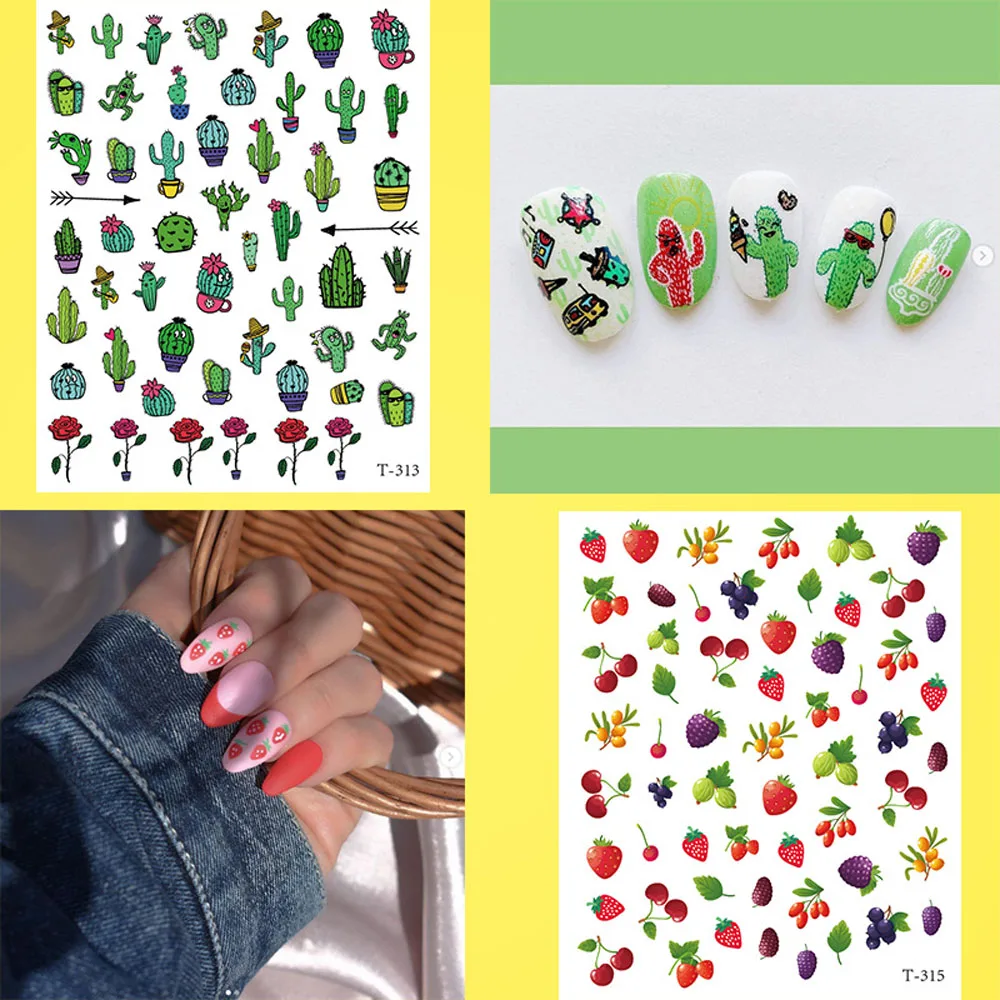 

Fruit Nail Art Sticker 3D Self-Adhesive Watermelon Lemon Strawberry Cherry Peach Design Decorations Manicure Slider Nail Decals