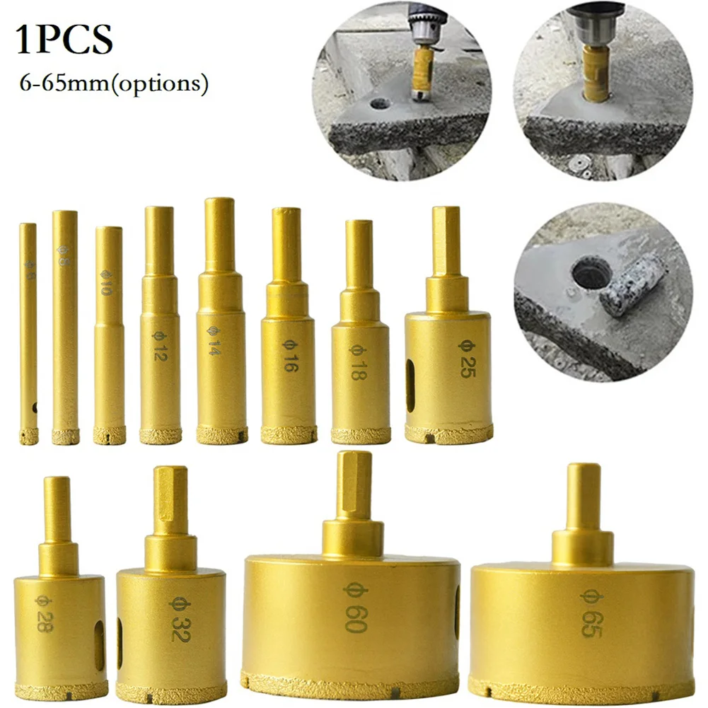 

Diamond Dry Brazing Drill Bits 6-65MM Vacuum Brazed Diamond Drilling Core Bit Hole Saw For Granite Marble Ceramic Tile Glass