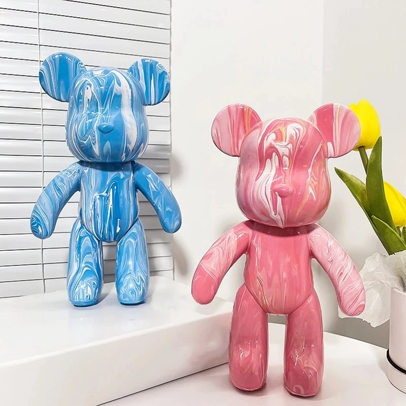 

DIY Fluid Bear Sculpture Handmade Bearbrick Doll Toy Violent Bear Graffiti Painting Parent-child Toy Gift Ornaments Home Decor