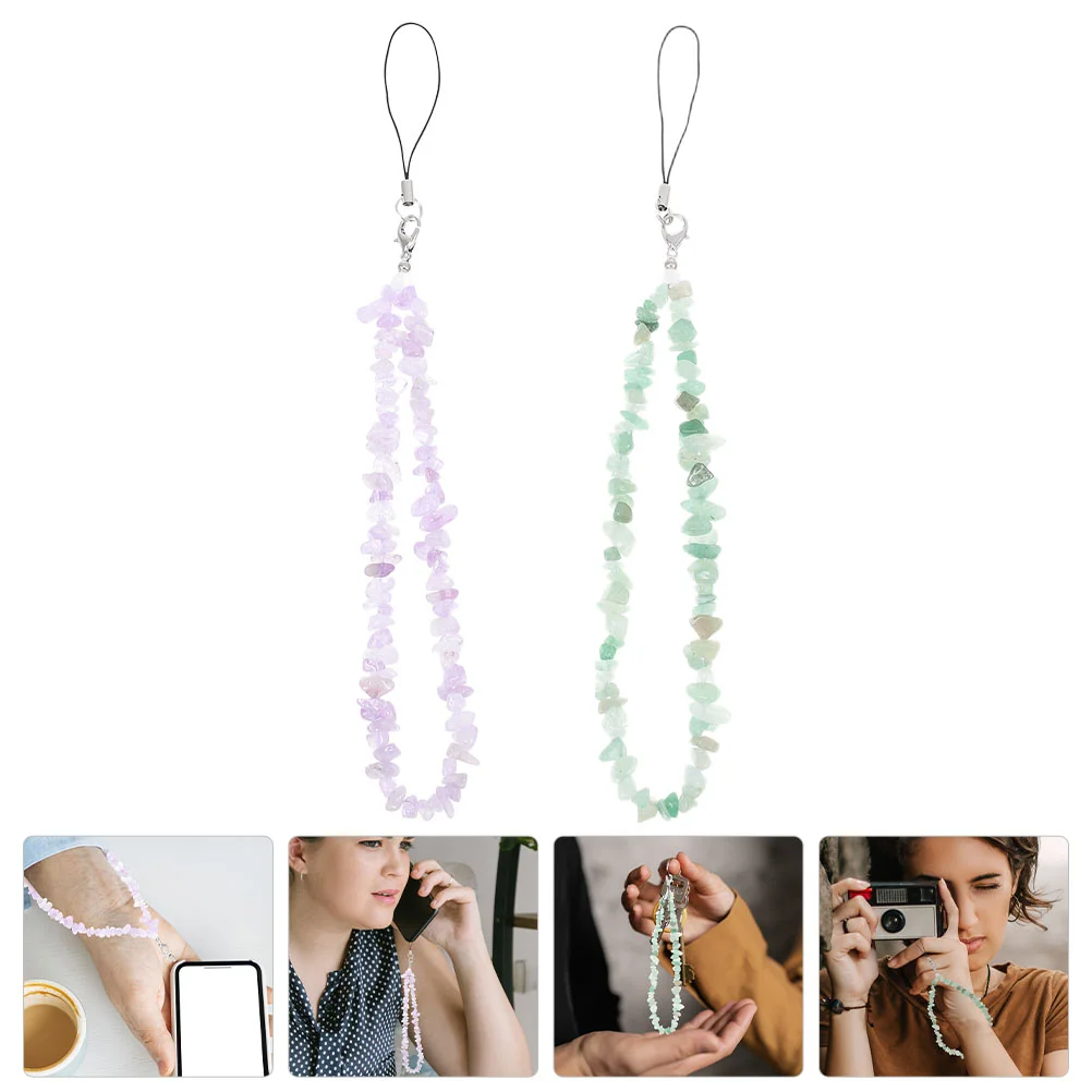 

2pcs Mobile Phone Wrist Chain Phone Chain Strap Beads Cellphone Beaded Lanyard Anti- Lost Phone Wrist Strap