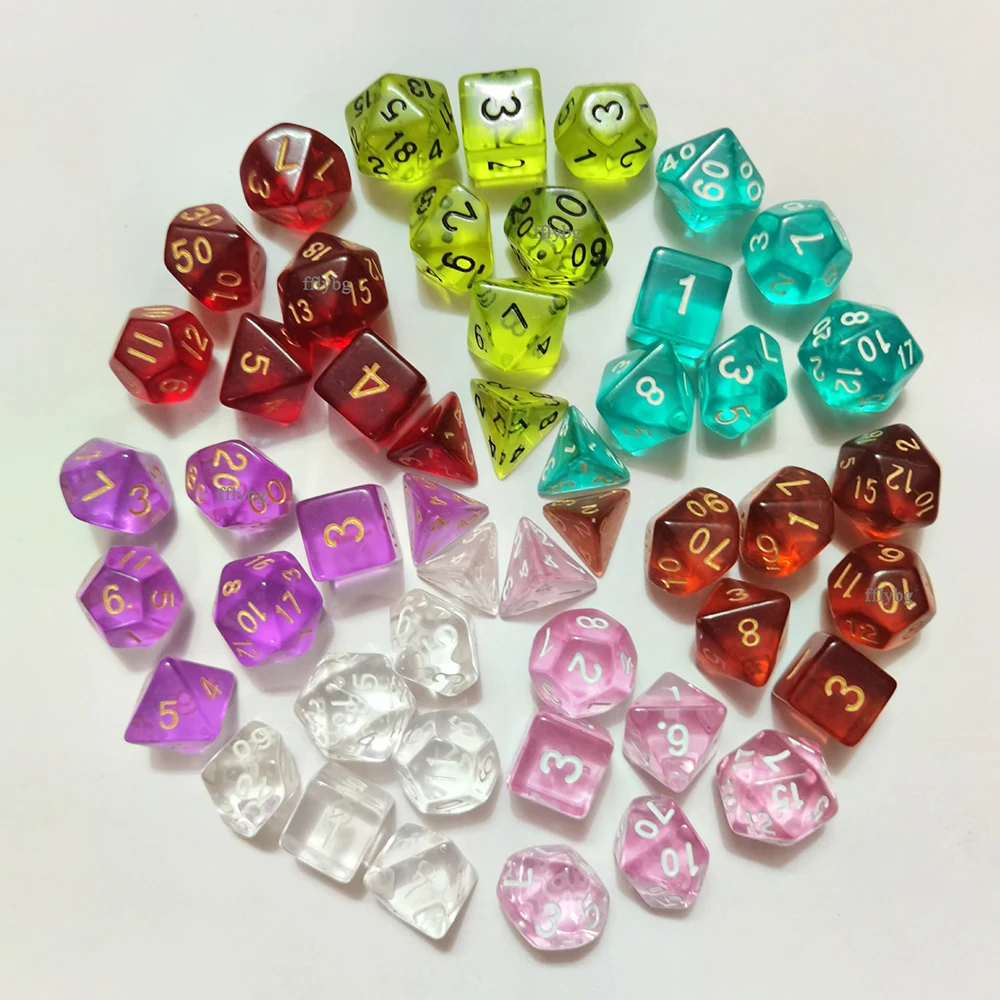 105/70/49/35/21/7Pcs DND Dice Set with Pouch Transparent Polyhedral Effect for RPG MTG Dungeons and Dragons Role Table Games - купить по