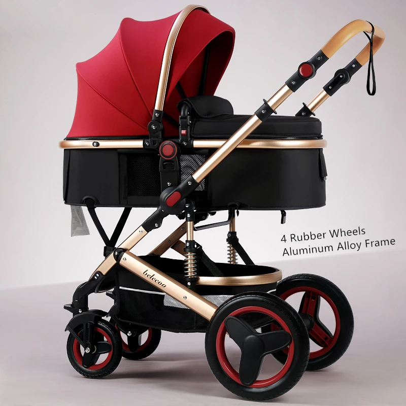Belecoo Lightweight Luxury Baby Stroller 3 in 1 Portable High Landscape Reversible Stroller Hot Mom Pink Stroller Travel Pram enlarge