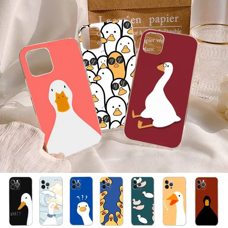 

Cute Cartoon duck Phone Case For iPhone XR X XS Max 14 13 Pro Max 11 12 Mini 6 7 8 plus SE 2020 Printing Cover