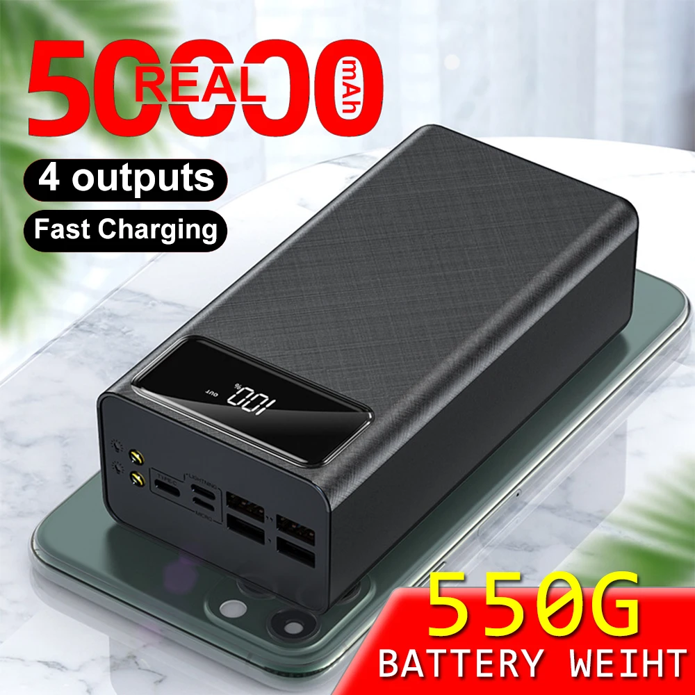 

Batterie externe Portable 50000mAh, chargeur rapide bidirectionnel, haute capacité, affichage numérique, pour Xiaomi, IPhone