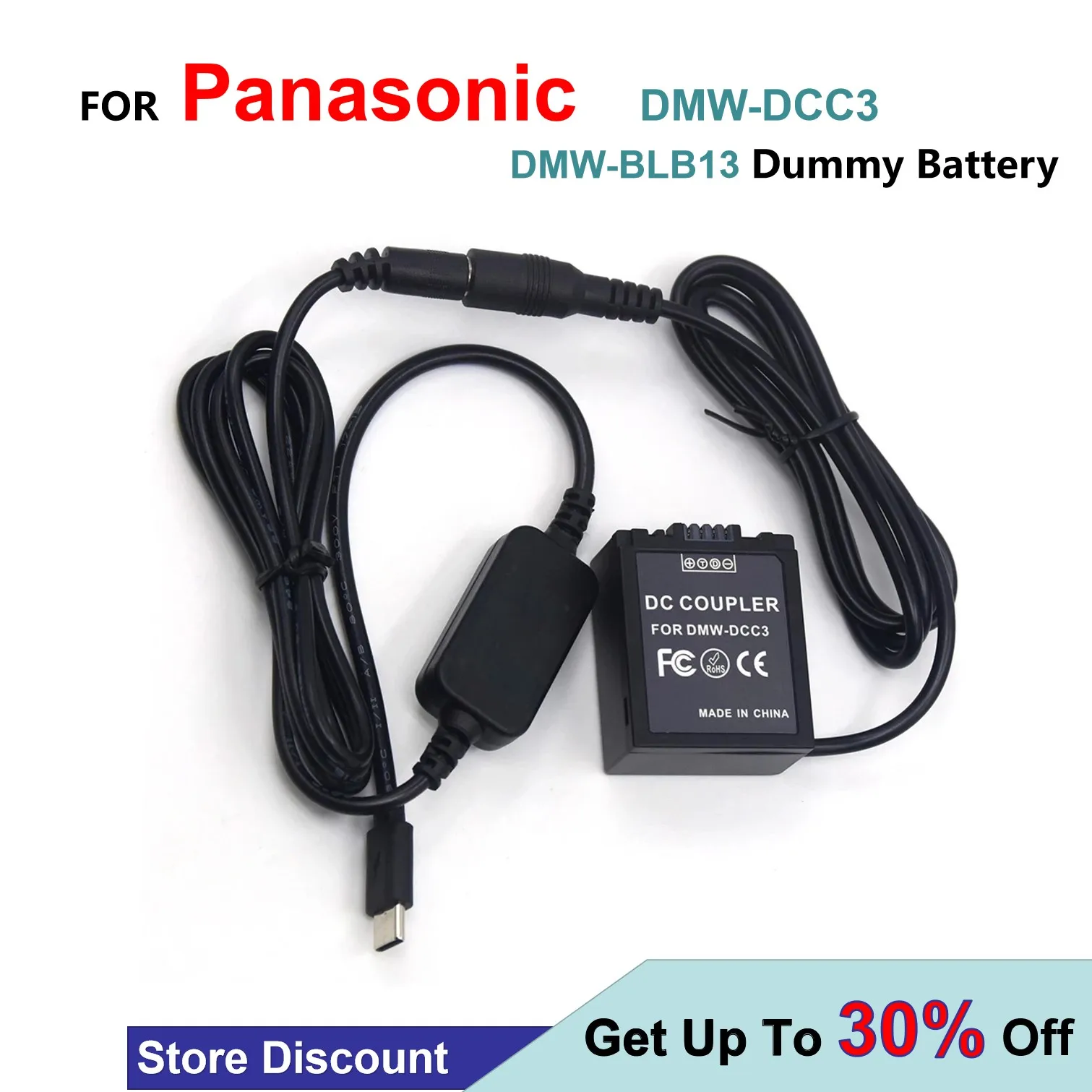 

DMW-DCC3 DC Coupler DMW-BLB13 Dummy Battery+USB Type C USB-PD Converter To DC Cable For Panasonic Lumix DMC-G1 GH1 GF1 G2 G10