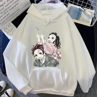 demon slayer women hoodies kawaii kamado tanjirou anime cartoon manga casual clothes unisex couples pullovers hooded sweatshirts