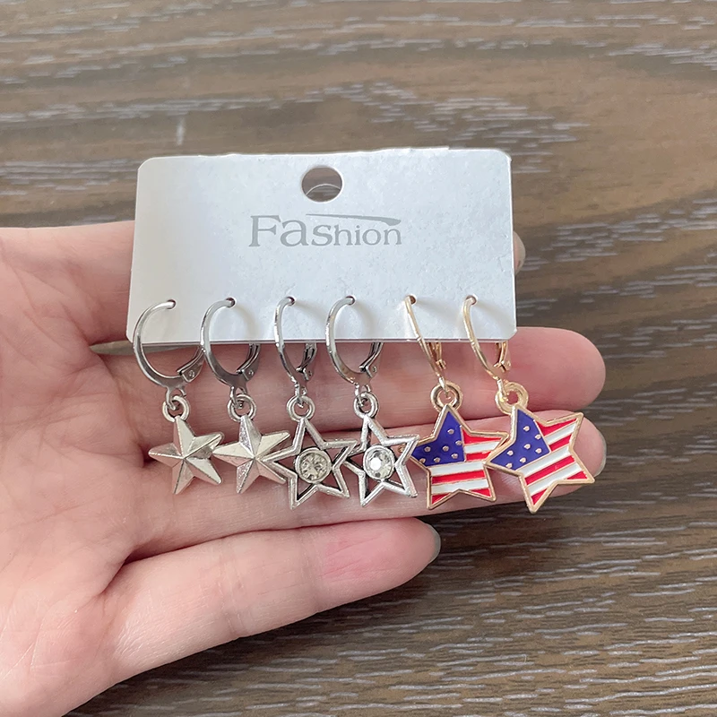 

3prs Set Drop Dangle Earrings Eagle Peace Dove USA Flag Earrings For Women Girl Friends Gift Brincos Pendientes Cерьги