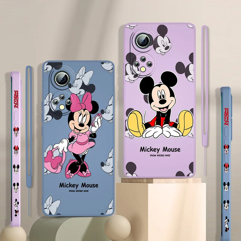 

Disney Mickey Minnie Mouse Phone Case For Huawei Honor 60 SE 50 30S 20 20E 10X 10i 9X 9C 9S 8A Liquid Left Rope Funda Cover