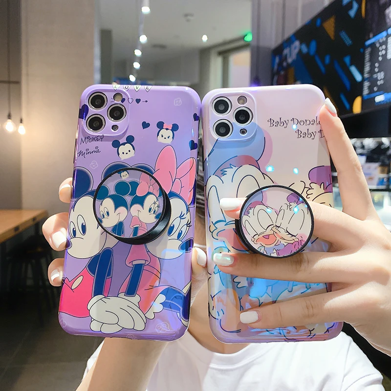 

Disney Donald Duck Mickey Minnie Stand Holder Phone Case for iPhone 11 12 13 mini pro XS MAX 8 7 6 6S Plus X 5S SE 2020 XR case