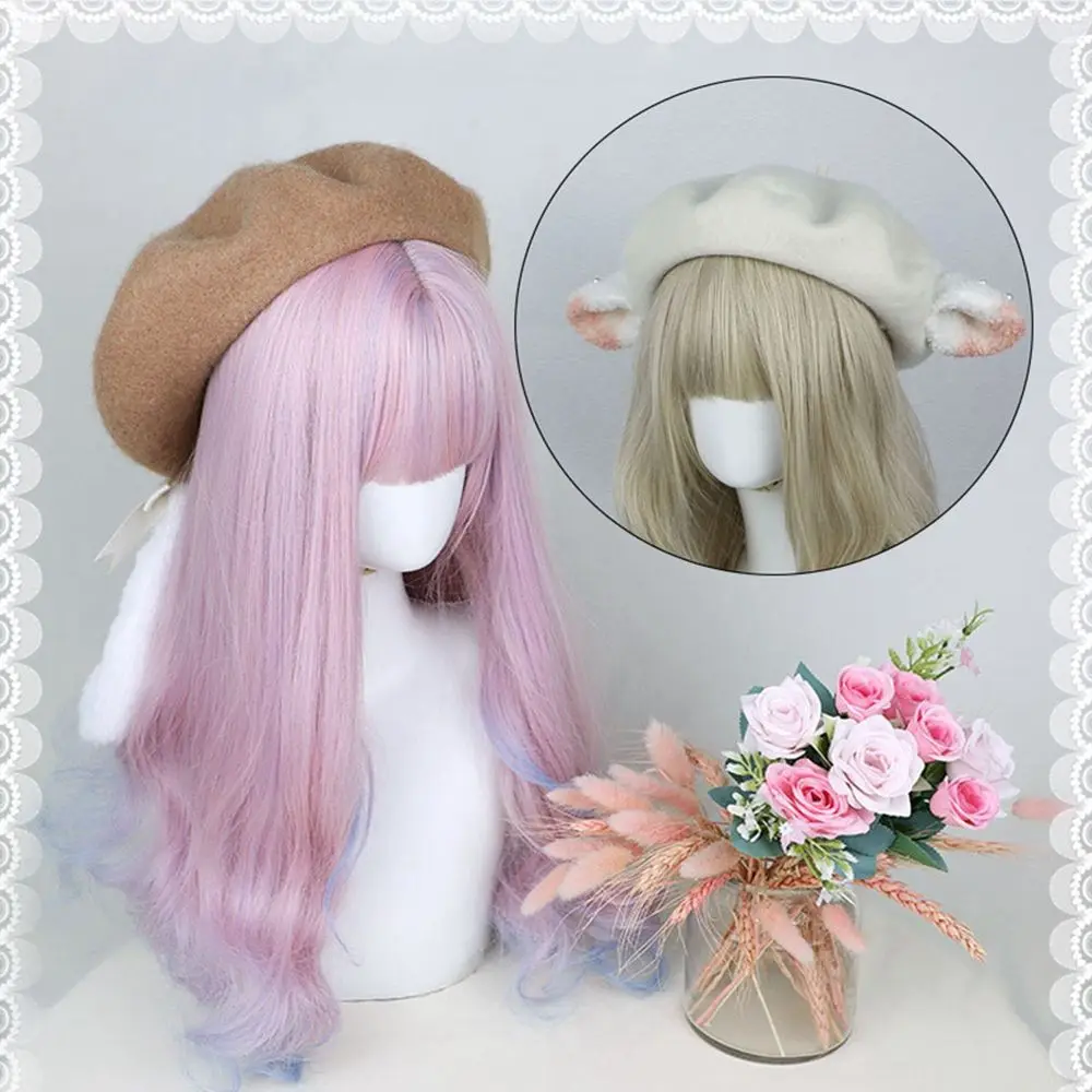 

Fashion Berets Caps for 20cm Dolls Hat Candy Color Cute Animal Casual Hat For Plush Doll Head Winter Fur Cap Doll Rabbit Hat