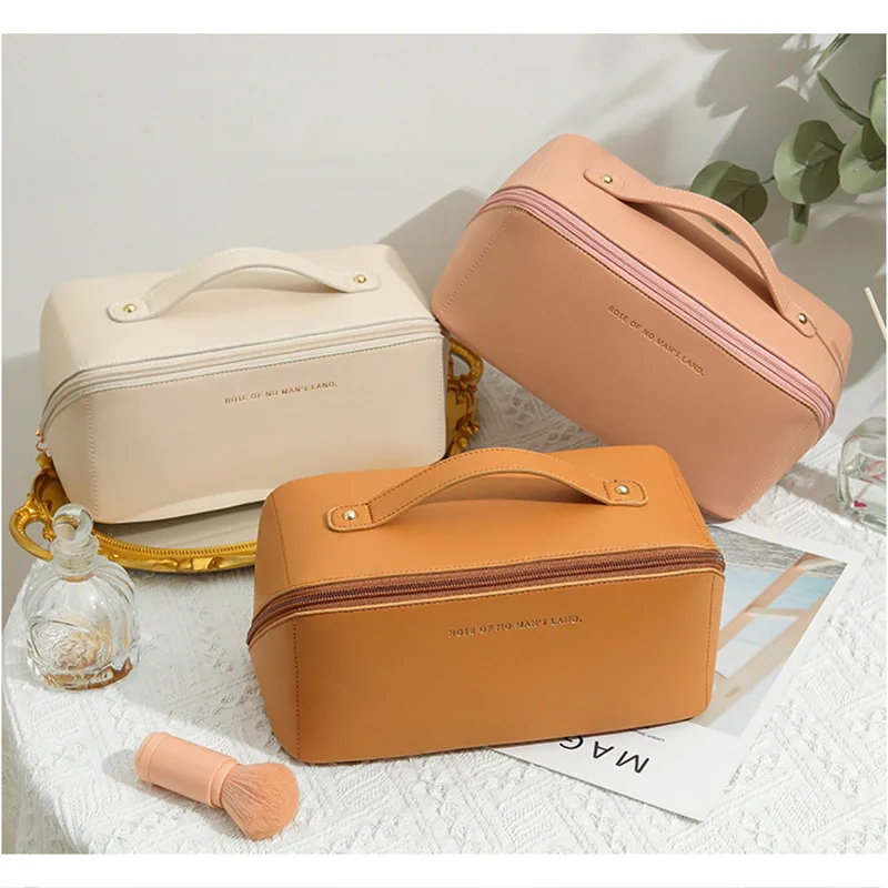 

Large-Capacity Makeup Bag Leather Cosmetic Bag Women Multifunction Toiletries Organizer Portable Travel Waterproof Storage Case