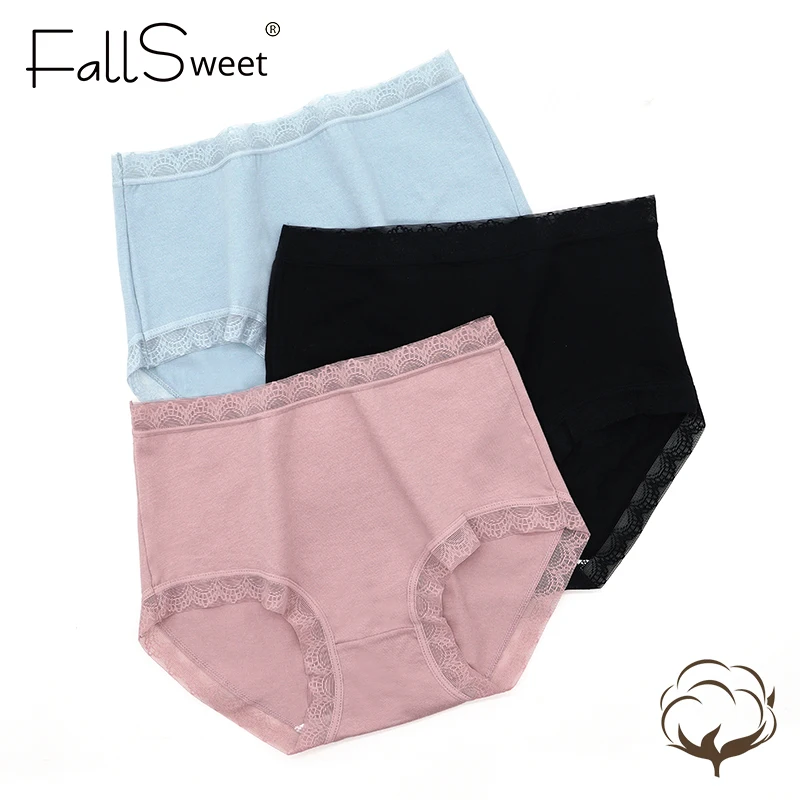 FallSweet 3 шт./лот! Трусики женские с высокой талией х/б | Женская одежда