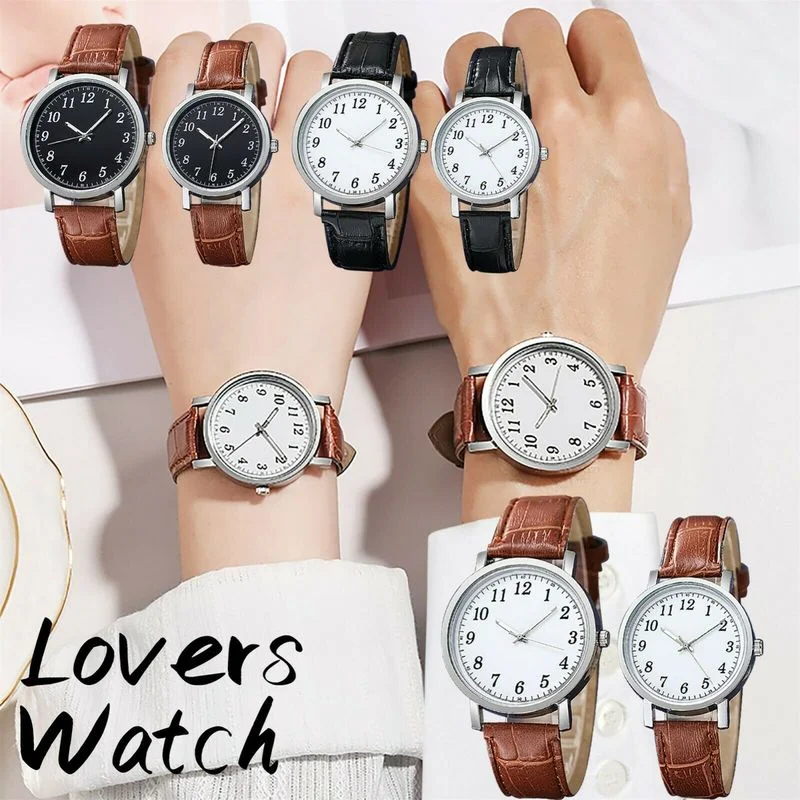 

Лидер продаж, парные часы для девочек и мальчиков, повседневные кварцевые часы с кожаным ремешком, подарок на Рождество