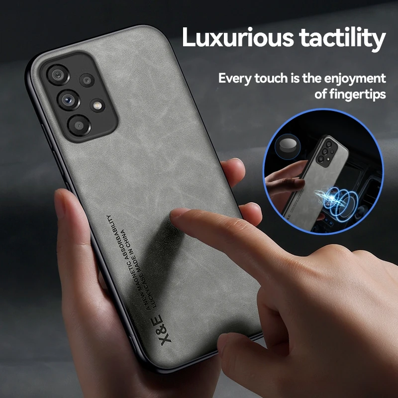 Для Samsung Galaxy A13 A23 A33 A53 A73 5G кожаный автомобильный магнитный держатель задняя