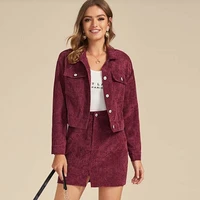 office lady fashion commute jacket set women corduroy lapel solid colors slim jacket suit 2021 new casual single breasted jacket