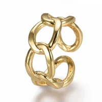 1pc brass cuff rings open rings curb chain shape real 18k gold plated size 7 inner diameter 17mm