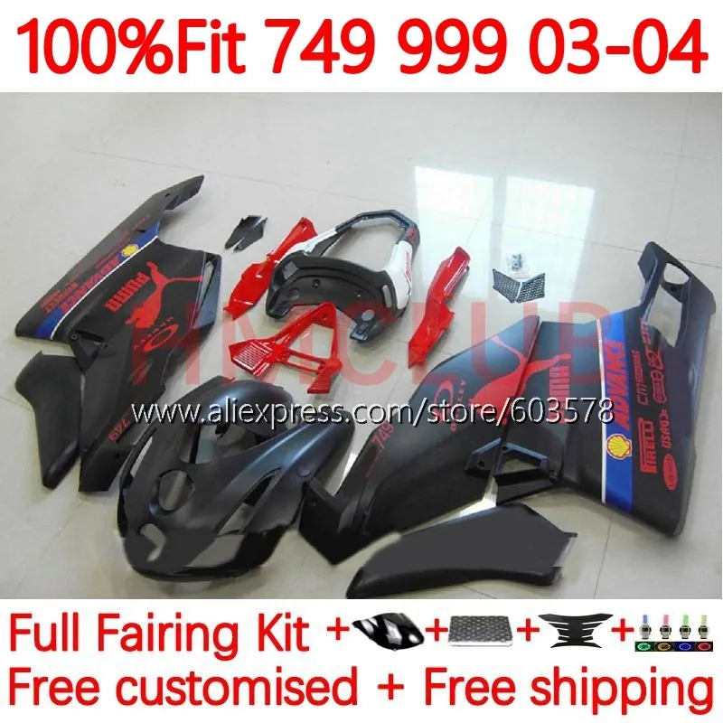 

Корпус OEM для DUCATI 749S 999 S 749 999 S R матовый черный 749R 999R 999 749 2003 2004 749-999 03 04 комплект обтекателей 165No.12