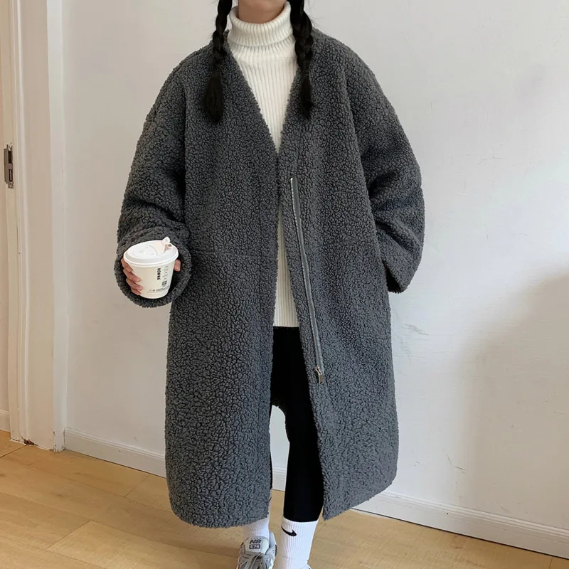 Winter Jacket Men Warm Fashion Retro Thicken Lamb Wool Jacket Men Streetwear Korean Loose Thick Long Hooded Coat Mens Overcoat