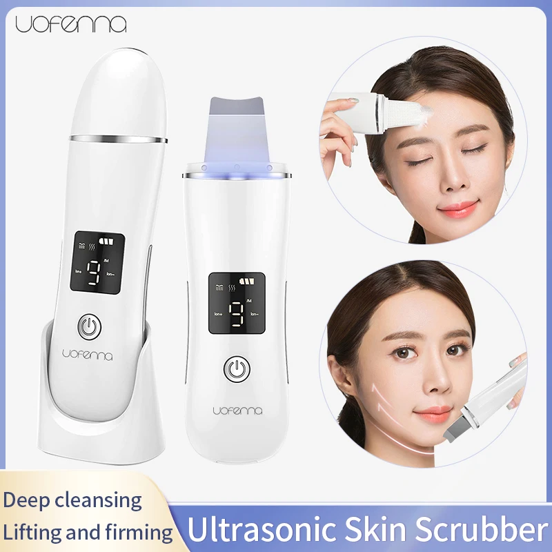 Ultrasonic Skin Scrubber Deep Face Cleaning Machine Peeling Shovel Facial Pore Cleaner Face Piel Scrubber Lift Massager