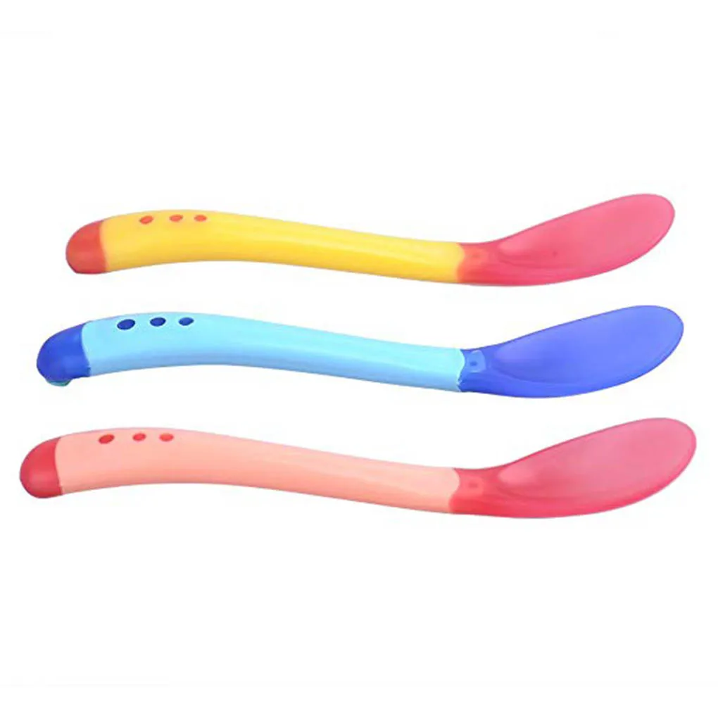 

3 Pieces Baby Spoon Temperature Sensing Feeding Tools Small Soup Food Spoons Infant Heat Sensitive Care Learning