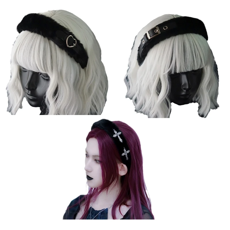 

Обруч для волос в готическом стиле с пряжкой в форме сердца