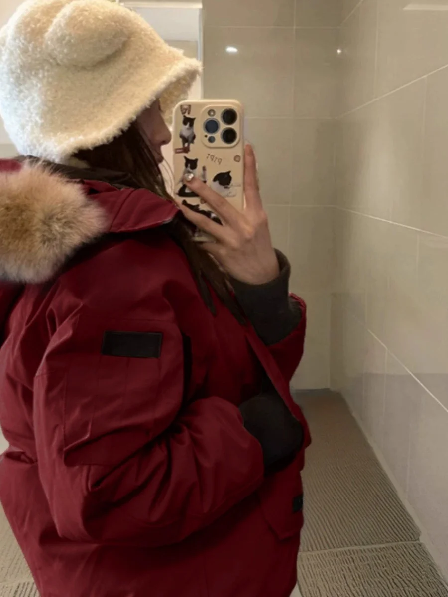 Kskkm Wine Red Down jacket Outerwear Women New Autumn and Winter French sle High-Grade Short Bread Cotton-padded jacket