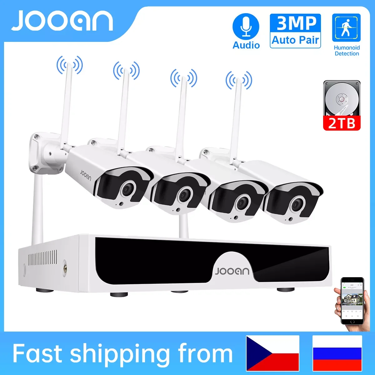 

NEW2023 Jooan 8CH NVR 3MP Wireless CCTV System Audio Record Outdoor P2P Wifi IP Security Camera Set Video Surveillance Kit NVR S