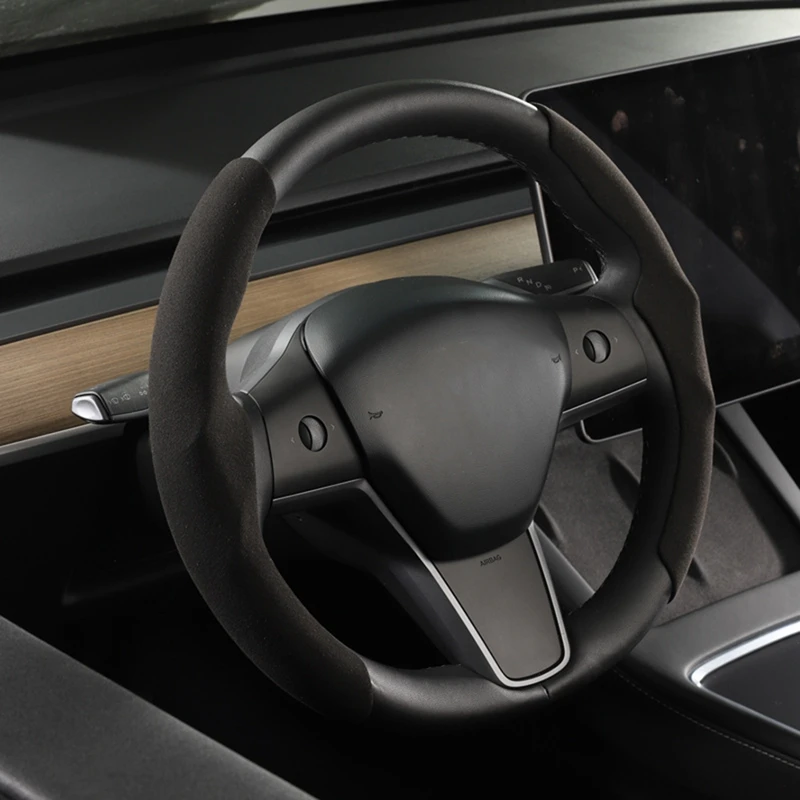

Чехол на руль автомобильный нескользящий протектор рулевого колеса дышащий чехол для Tesla Model 3 модель Y 2017-2022 черный