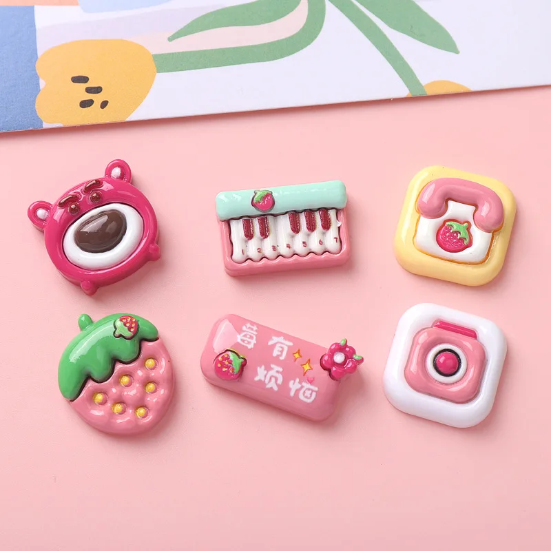 10 шт. Новинка кавайная мультяшная клубника медведь серия Смола с плоским