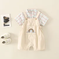 2Pcs Baby Boys Clothes Set Newborn Summer Romper Jumpsuit for Kids Short Sleeve Top Overalls Infant Cute Outfit Baby Costume